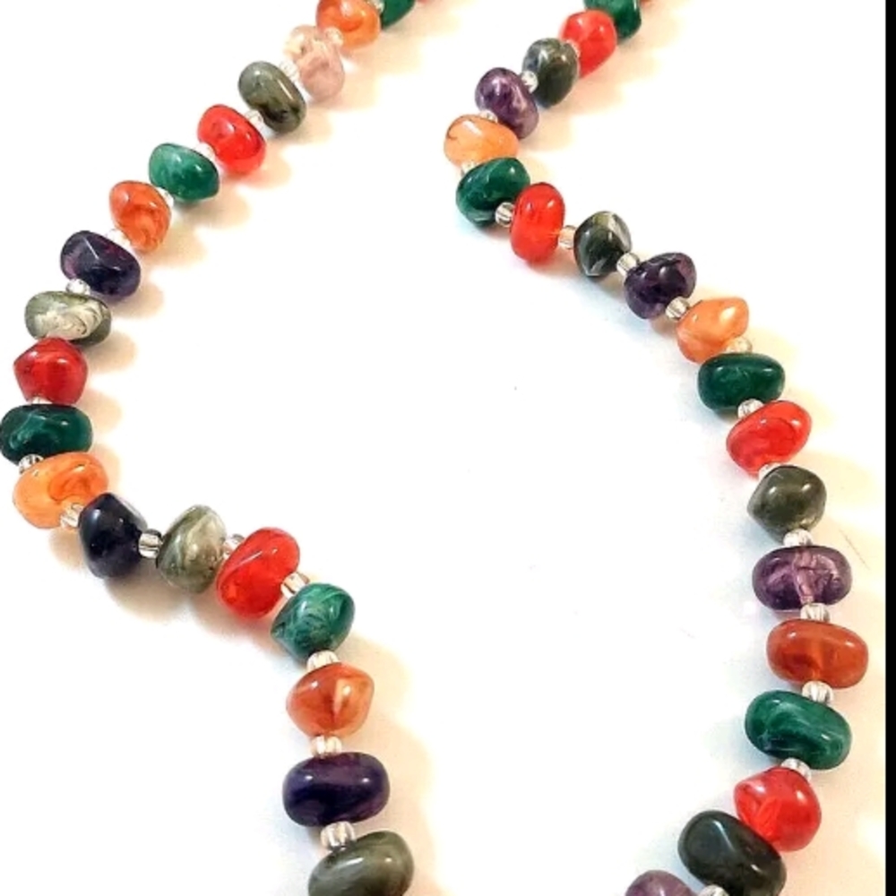 Avon 1980's Lucite Vibrant Gemstone Necklace